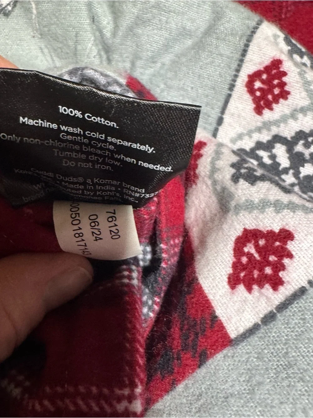 Cuddl Duds Red Lodge Flannel Plaid Reversible King Duvet Cover Winter Cozy Warm